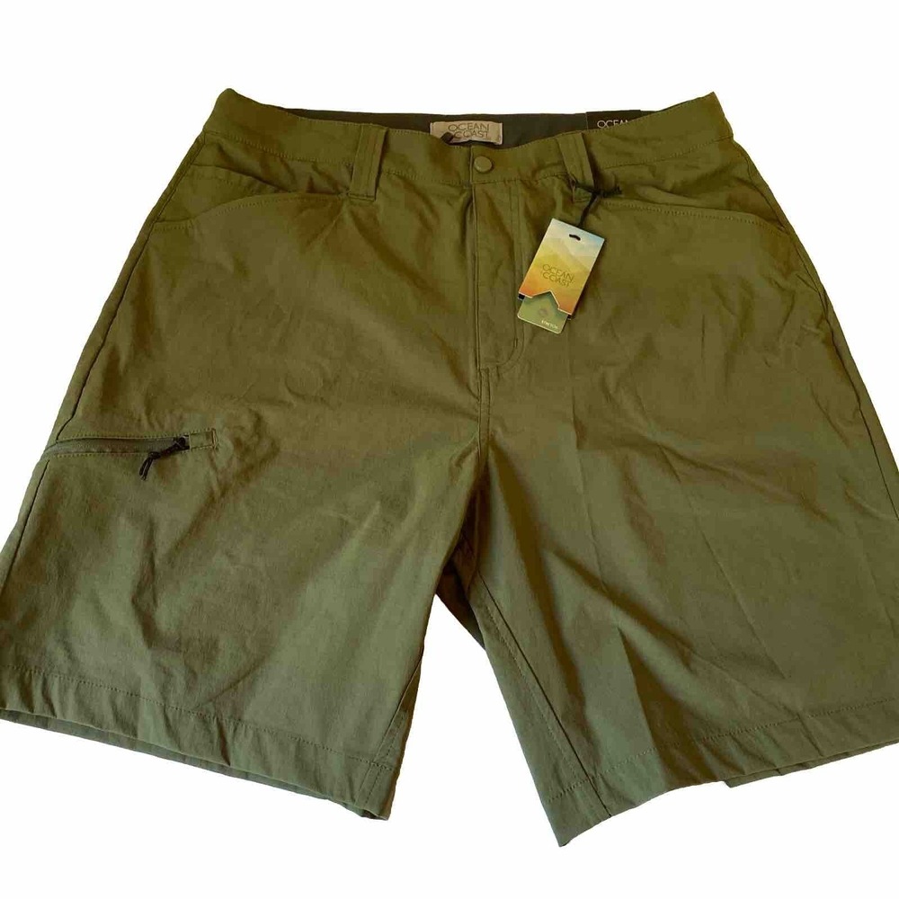 NWT Ocean Coast Men's Chino Shorts Green Size 32 Inseam‎ 8"